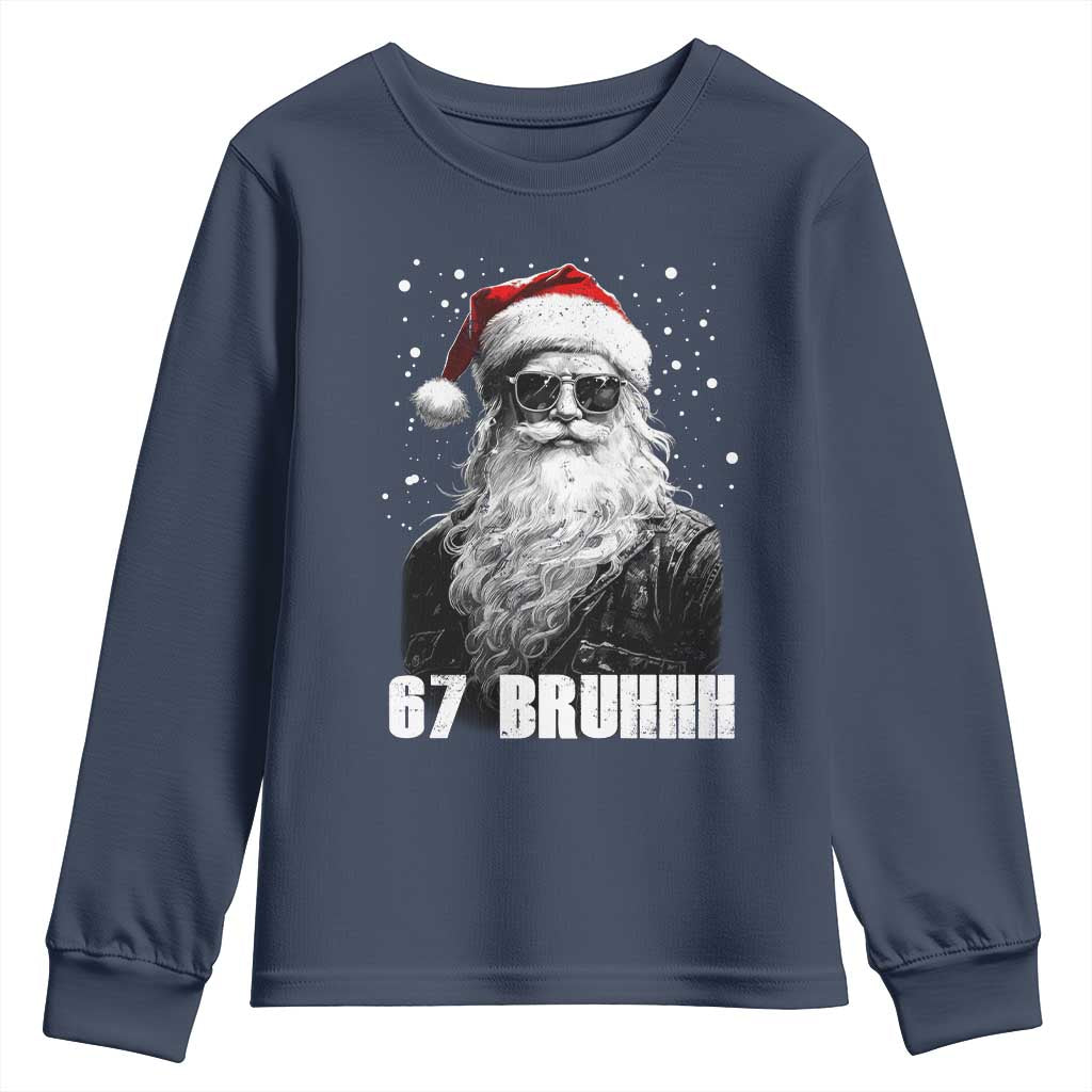 Cool Santa Claus Six Seven 67 Meme Youth Sweatshirt Funny 6 7 Gen Alpha Slang Viral Meme TS10 Navy Print Your Wear