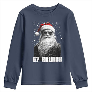 Cool Santa Claus Six Seven 67 Meme Youth Sweatshirt Funny 6 7 Gen Alpha Slang Viral Meme TS10 Navy Print Your Wear