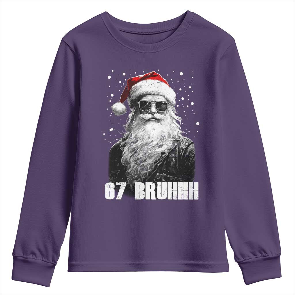 Cool Santa Claus Six Seven 67 Meme Youth Sweatshirt Funny 6 7 Gen Alpha Slang Viral Meme TS10 Purple Print Your Wear