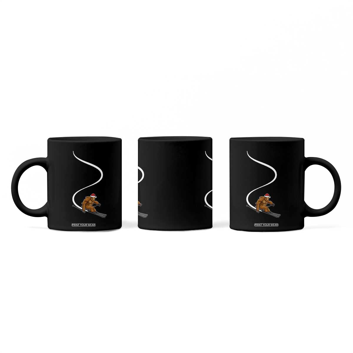 Christmas Bigfoot Skiing Coffee Mug Funny Santa Sasquatch Ski Lover Mountain Skier Winter Sports TS10 Print Your Wear