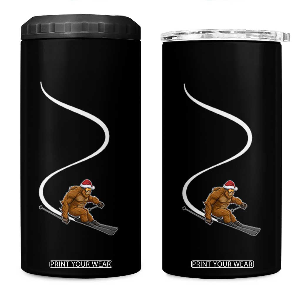 Christmas Bigfoot Skiing 4 in 1 Can Cooler Tumbler Funny Santa Sasquatch Ski Lover Mountain Skier Winter Sports TS10 One Size: 16 oz Black Print Your Wear