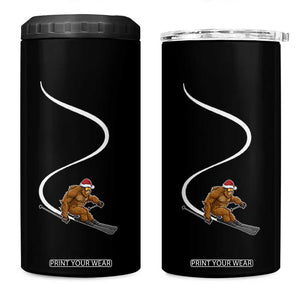 Christmas Bigfoot Skiing 4 in 1 Can Cooler Tumbler Funny Santa Sasquatch Ski Lover Mountain Skier Winter Sports TS10 One Size: 16 oz Black Print Your Wear
