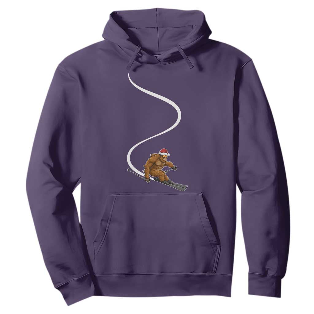 Christmas Bigfoot Skiing Hoodie Funny Santa Sasquatch Ski Lover Mountain Skier Winter Sports TS10 Purple Print Your Wear