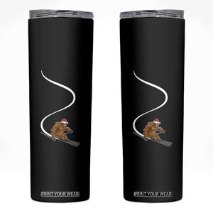 Christmas Bigfoot Skiing Skinny Tumbler Funny Santa Sasquatch Ski Lover Mountain Skier Winter Sports TS10 Black Print Your Wear