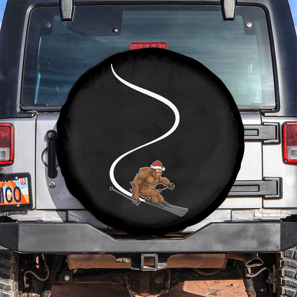 Christmas Bigfoot Skiing Spare Tire Cover Funny Santa Sasquatch Ski Lover Mountain Skier Winter Sports TS10 No hole Black Print Your Wear