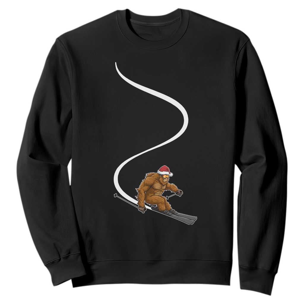 Christmas Bigfoot Skiing Sweatshirt Funny Santa Sasquatch Ski Lover Mountain Skier Winter Sports TS10 Black Print Your Wear