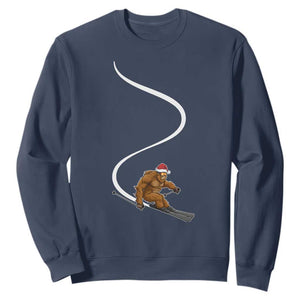 Christmas Bigfoot Skiing Sweatshirt Funny Santa Sasquatch Ski Lover Mountain Skier Winter Sports TS10 Navy Print Your Wear