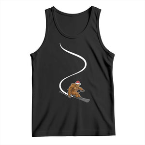 Christmas Bigfoot Skiing Tank Top Funny Santa Sasquatch Ski Lover Mountain Skier Winter Sports TS10 Black Print Your Wear