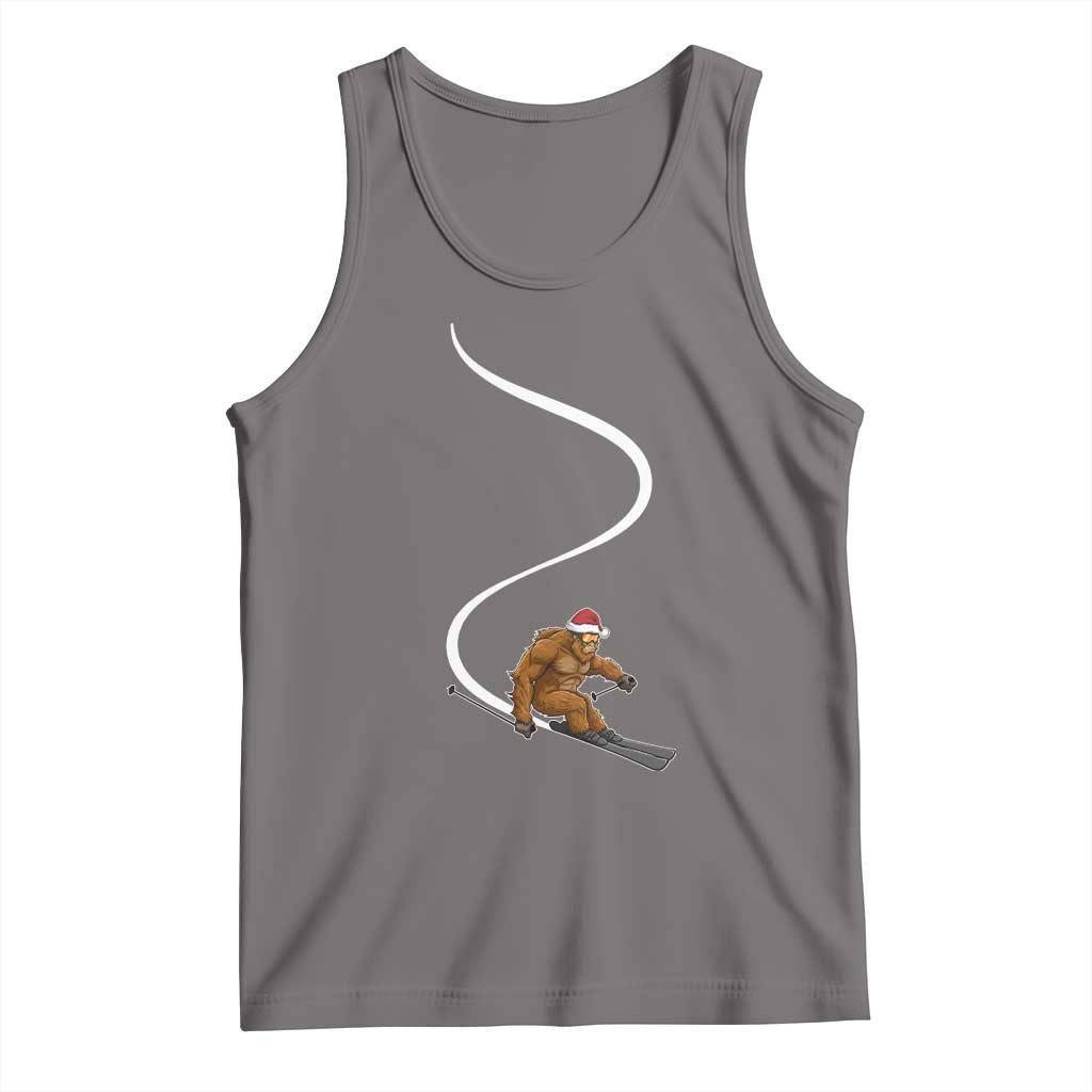 Christmas Bigfoot Skiing Tank Top Funny Santa Sasquatch Ski Lover Mountain Skier Winter Sports TS10 Deep Heather Print Your Wear
