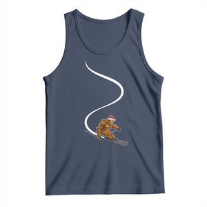 Christmas Bigfoot Skiing Tank Top Funny Santa Sasquatch Ski Lover Mountain Skier Winter Sports TS10 Navy Print Your Wear
