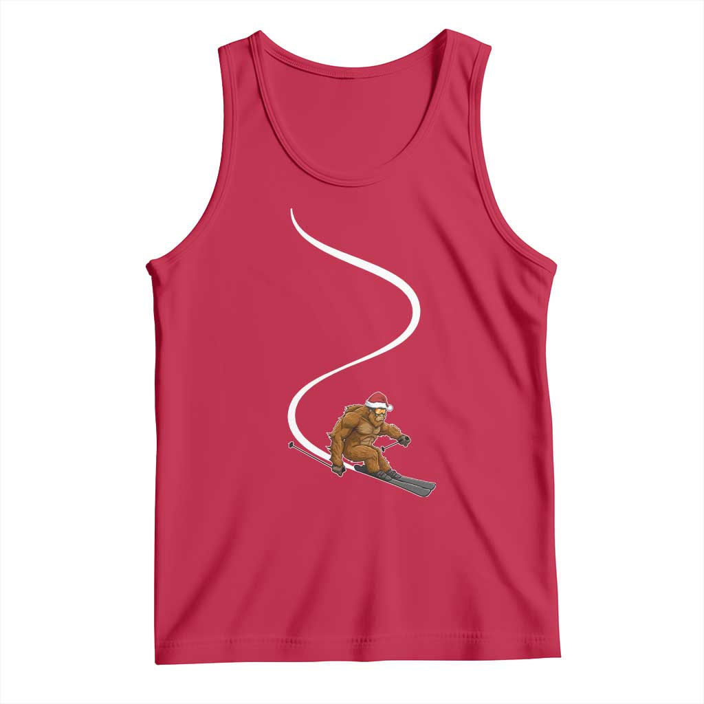 Christmas Bigfoot Skiing Tank Top Funny Santa Sasquatch Ski Lover Mountain Skier Winter Sports TS10 Red Print Your Wear