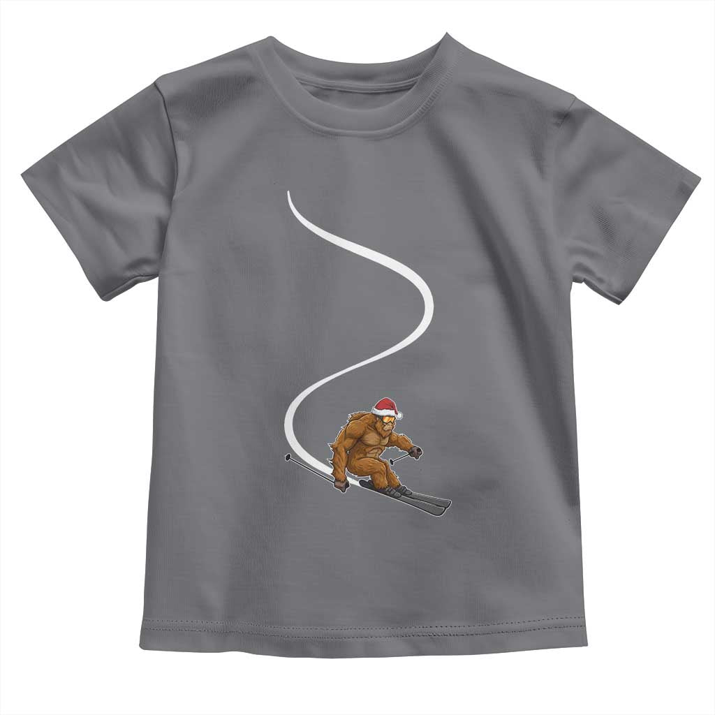 Christmas Bigfoot Skiing Toddler T Shirt Funny Santa Sasquatch Ski Lover Mountain Skier Winter Sports TS10 Charcoal Print Your Wear