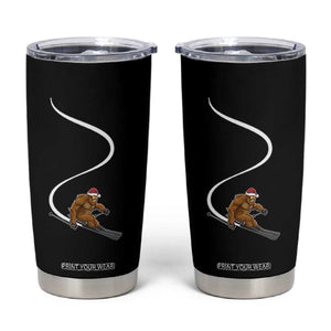 Christmas Bigfoot Skiing Tumbler Cup Funny Santa Sasquatch Ski Lover Mountain Skier Winter Sports TS10 Black Print Your Wear