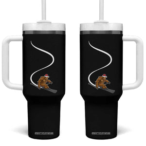 Christmas Bigfoot Skiing Tumbler With Handle Funny Santa Sasquatch Ski Lover Mountain Skier Winter Sports TS10 One Size: 40 oz Black Print Your Wear