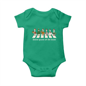 Funny Christmas Goose Baby Onesie Festive Goose On The Loose Xmas Meme TS10 Irish Green Print Your Wear