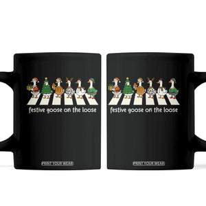 Funny Christmas Goose Coffee Mug Festive Goose On The Loose Xmas Meme TS10 Black Print Your Wear