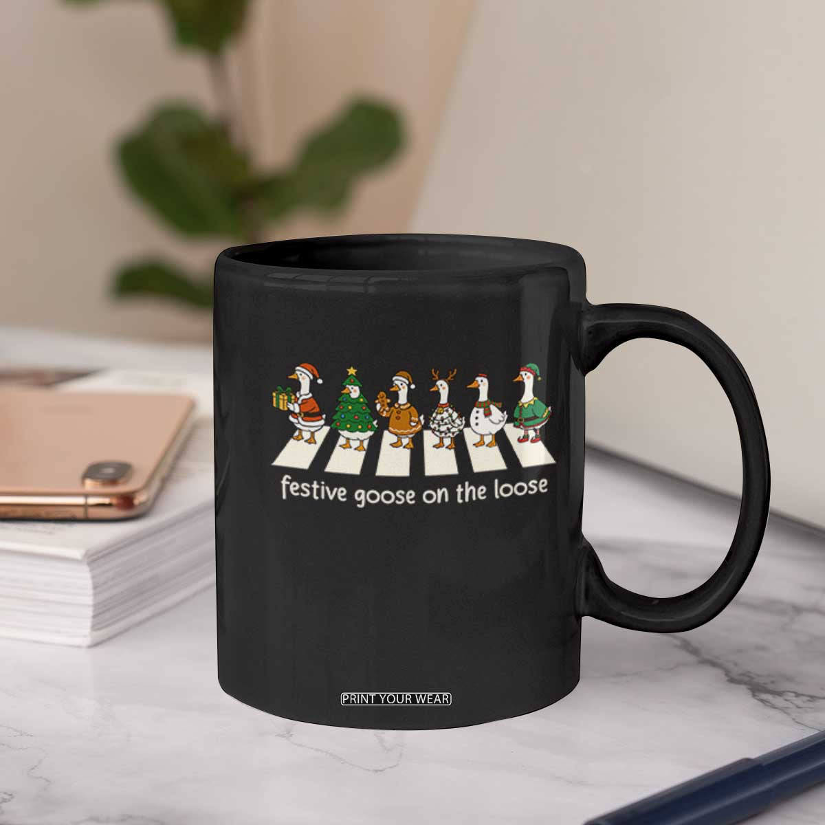 Funny Christmas Goose Coffee Mug Festive Goose On The Loose Xmas Meme TS10 Print Your Wear