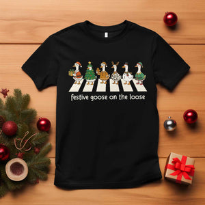 Funny Christmas Goose T Shirt Festive Goose On The Loose Xmas Meme TS10 Black Print Your Wear