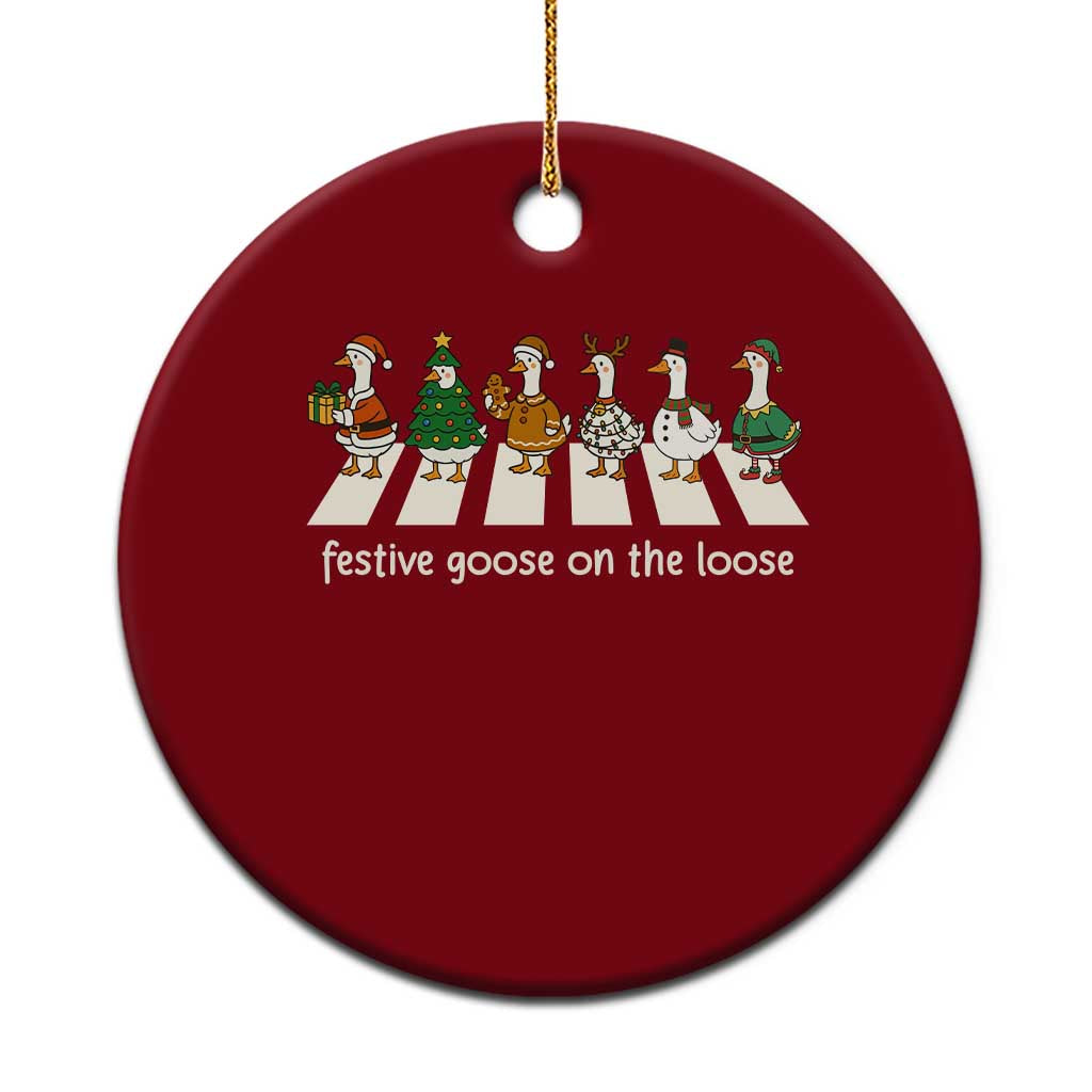 Funny Christmas Goose Ceramic Ornament Festive Goose On The Loose Xmas Meme TS10 1pc Red Print Your Wear