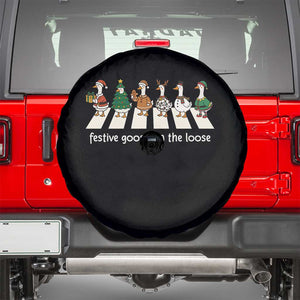 Funny Christmas Goose Spare Tire Cover Festive Goose On The Loose Xmas Meme TS10 Black Print Your Wear
