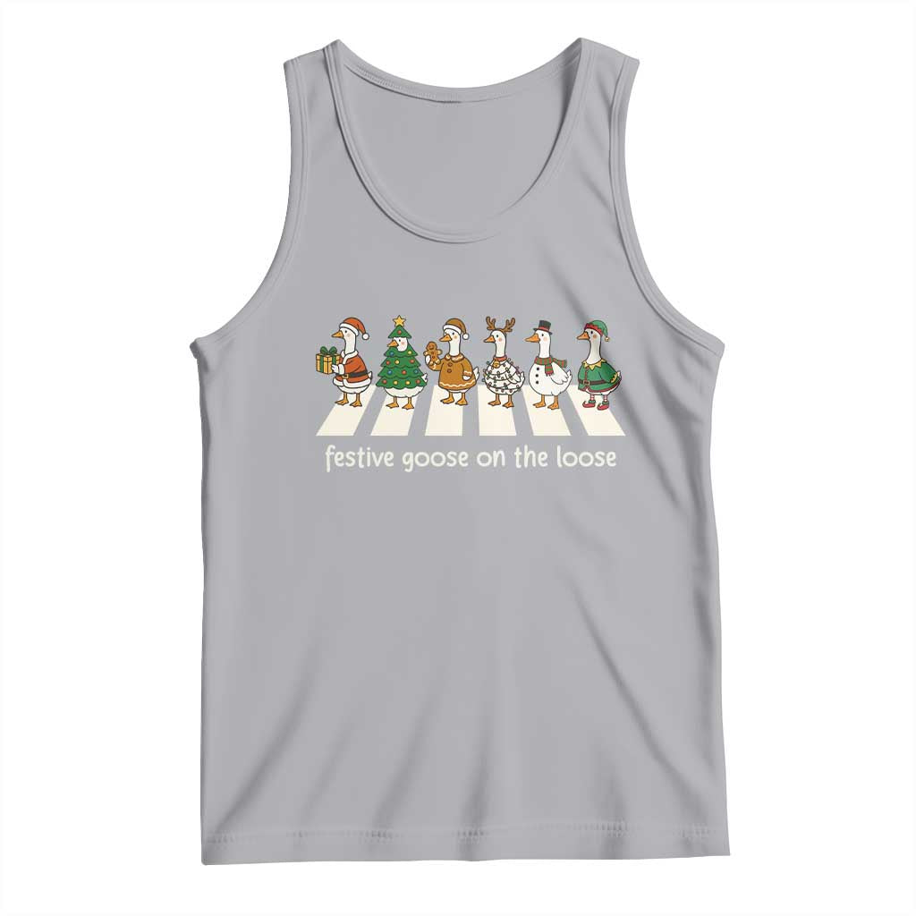 Funny Christmas Goose Tank Top Festive Goose On The Loose Xmas Meme TS10 Athletic Heather Print Your Wear