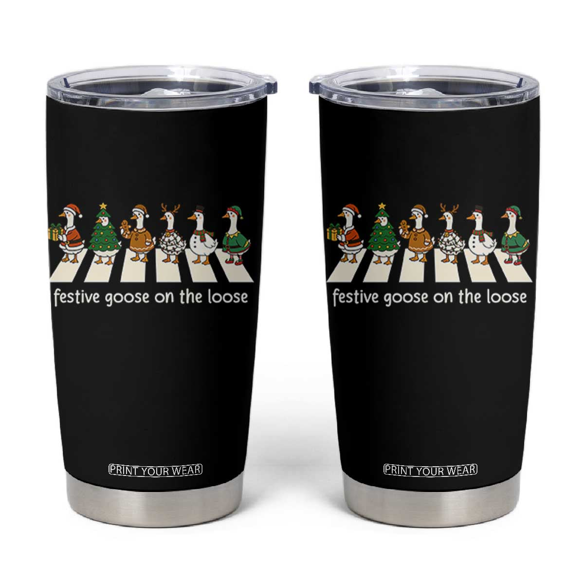 Funny Christmas Goose Tumbler Cup Festive Goose On The Loose Xmas Meme TS10 Black Print Your Wear