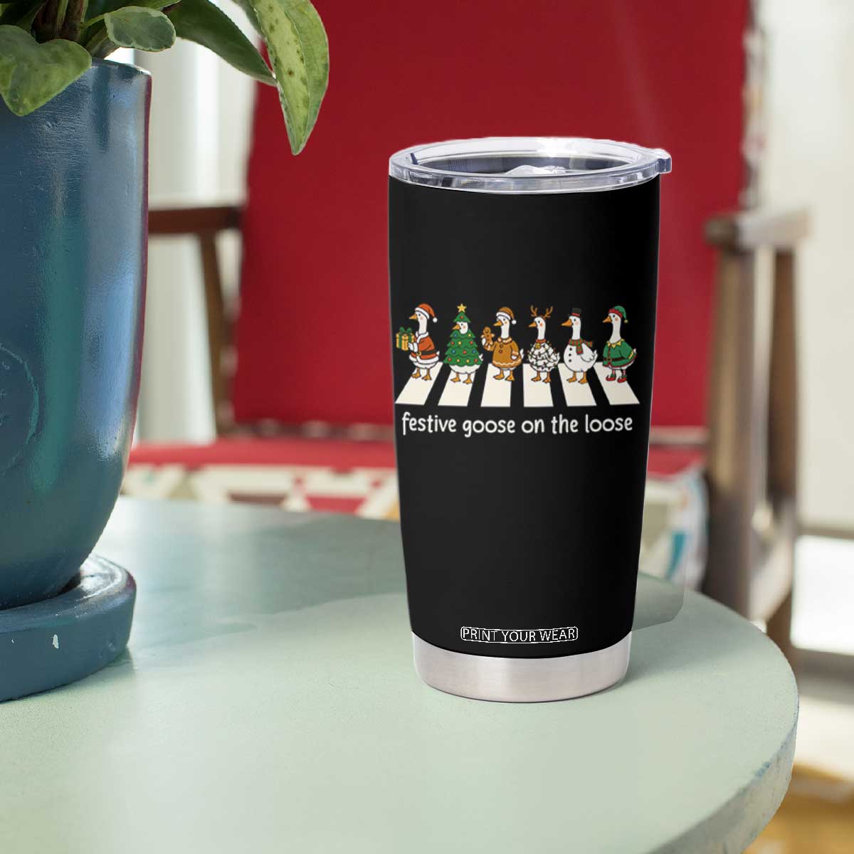 Funny Christmas Goose Tumbler Cup Festive Goose On The Loose Xmas Meme TS10 Print Your Wear