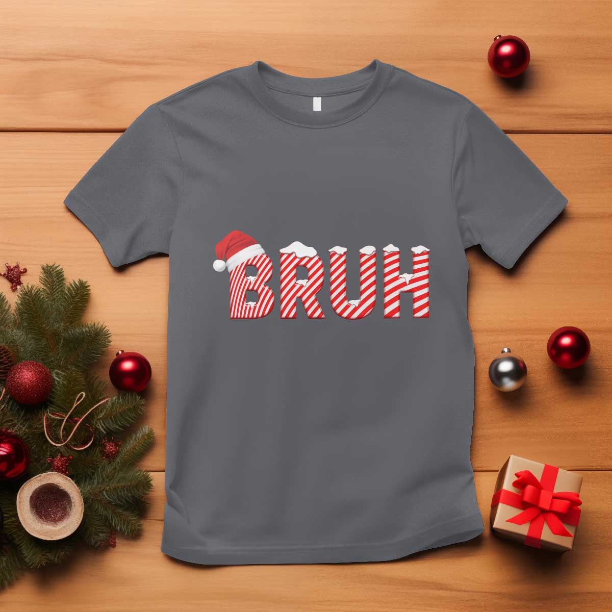 Bruh Christmas T Shirt Funny Saying Meme TS10 Charcoal Print Your Wear
