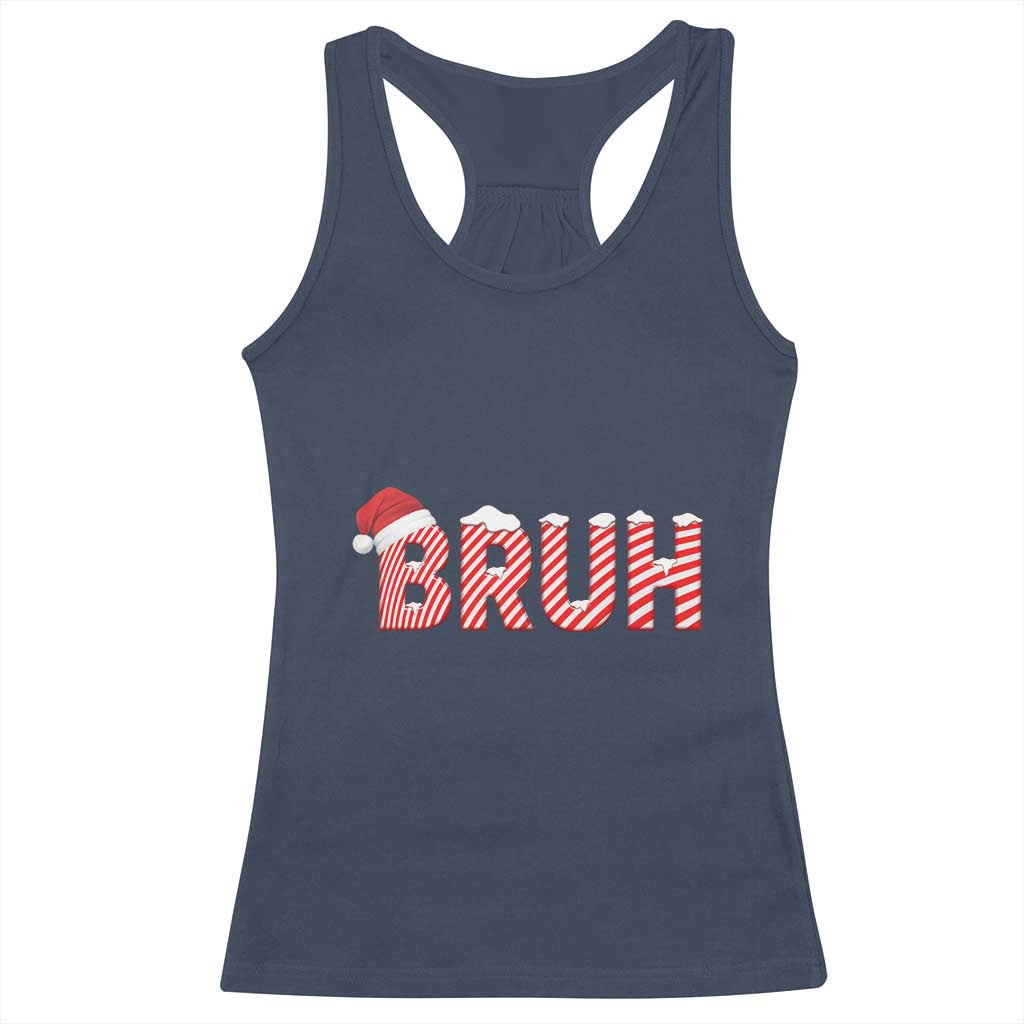 Bruh Christmas Racerback Tank Top Funny Saying Meme TS10 Navy Print Your Wear