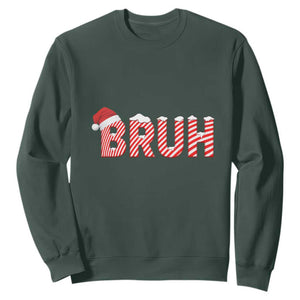 Bruh Christmas Sweatshirt Funny Saying Meme TS10 Dark Forest Green Print Your Wear