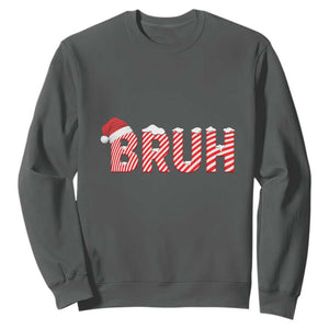 Bruh Christmas Sweatshirt Funny Saying Meme TS10 Dark Heather Print Your Wear