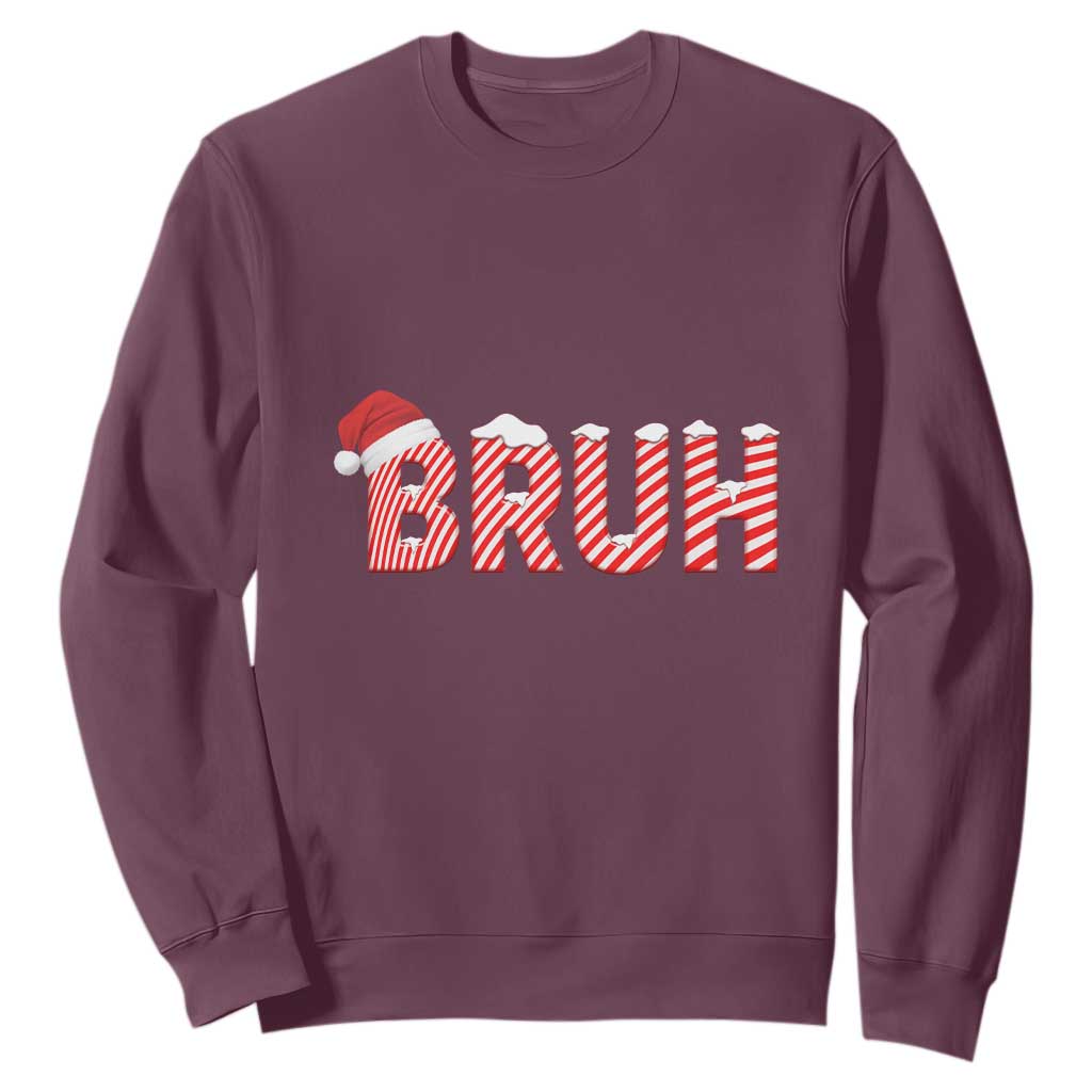 Bruh Christmas Sweatshirt Funny Saying Meme TS10 Maroon Print Your Wear