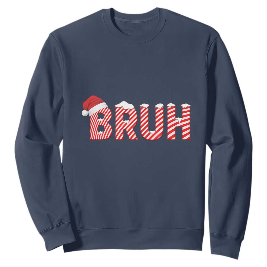Bruh Christmas Sweatshirt Funny Saying Meme TS10 Navy Print Your Wear