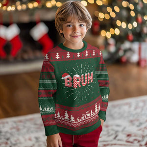Bruh Xmas Ugly Christmas Sweater Funny Saying Meme TS10 Christmas Print Your Wear
