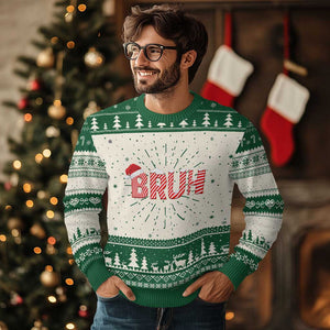 Bruh Xmas Ugly Christmas Sweater Funny Saying Meme TS10 Green Print Your Wear