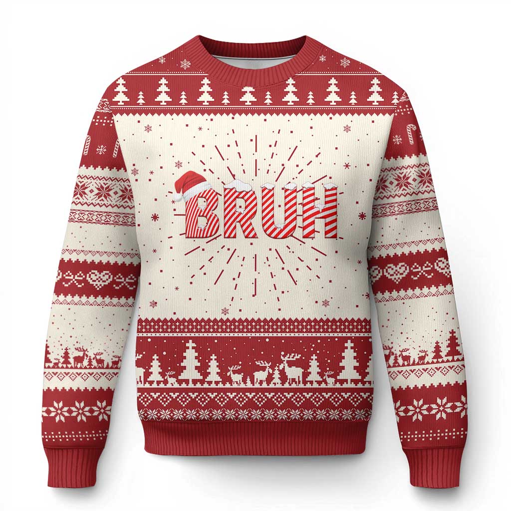 Bruh Xmas Ugly Christmas Sweater Funny Saying Meme TS10 Red Print Your Wear