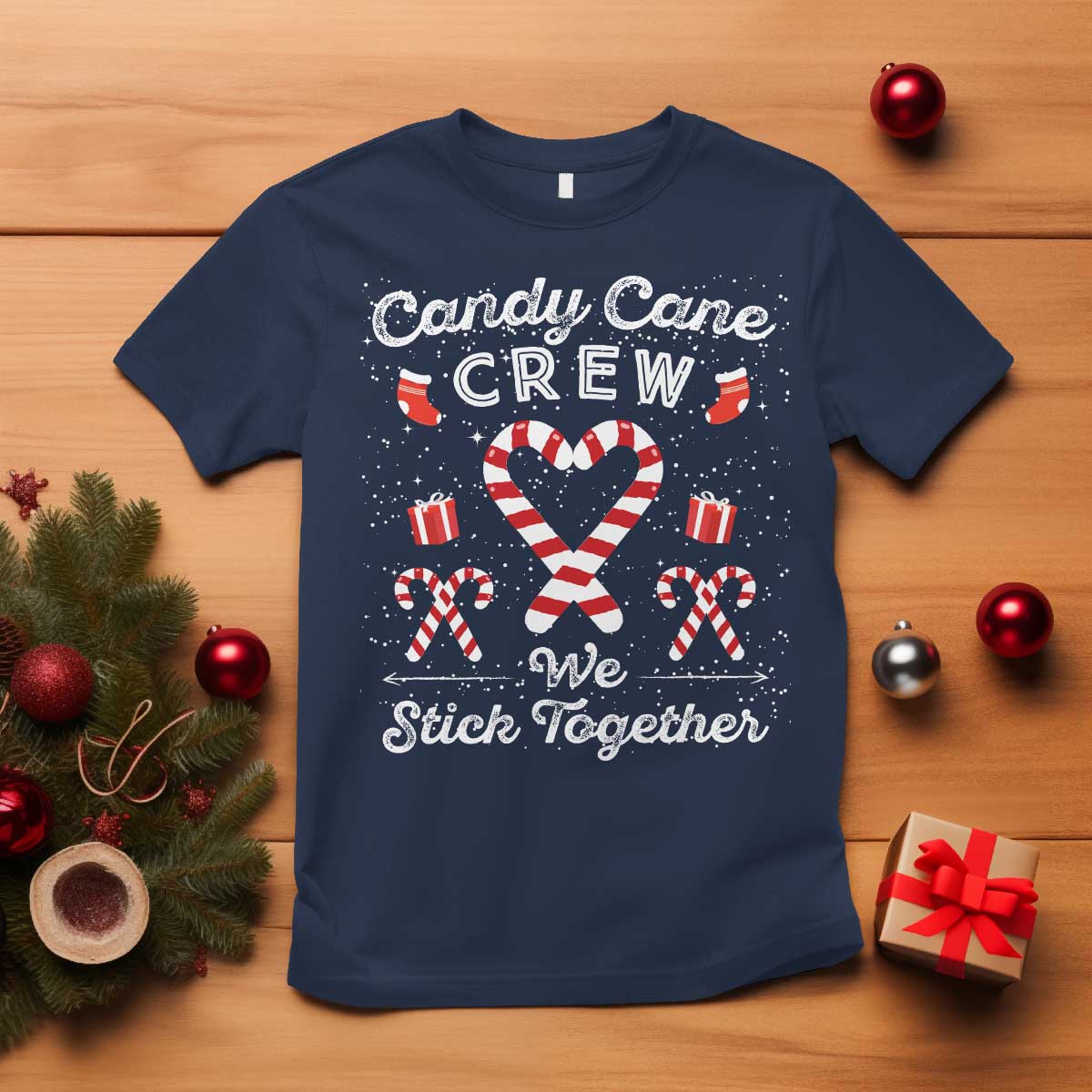 Christmas Family Matching T Shirt Candy Cane Heart Holiday TS10 Navy Print Your Wear