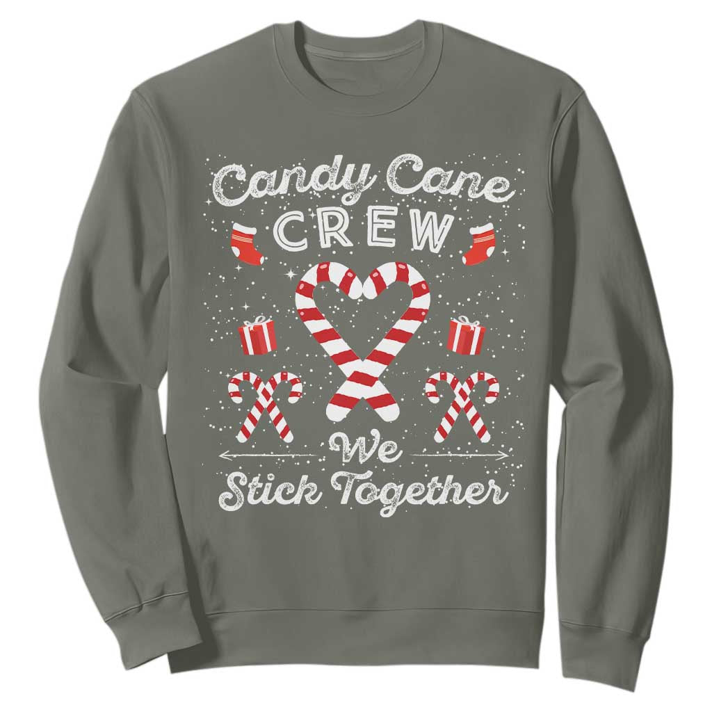 Christmas Family Matching Sweatshirt Candy Cane Heart Holiday TS10 Military Green Print Your Wear
