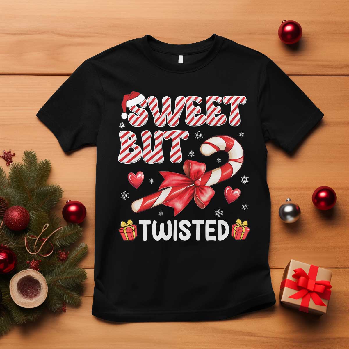 Funny Christmas T Shirt Sweet But Twisted Candy Cane Xmas Holiday TS10 Black Print Your Wear