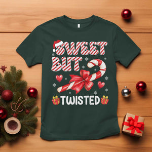 Funny Christmas T Shirt Sweet But Twisted Candy Cane Xmas Holiday TS10 Dark Forest Green Print Your Wear