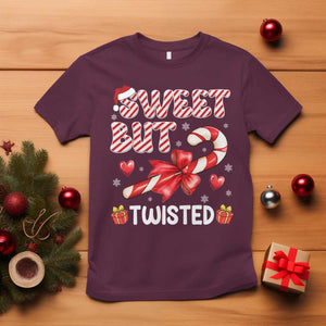 Funny Christmas T Shirt Sweet But Twisted Candy Cane Xmas Holiday TS10 Maroon Print Your Wear