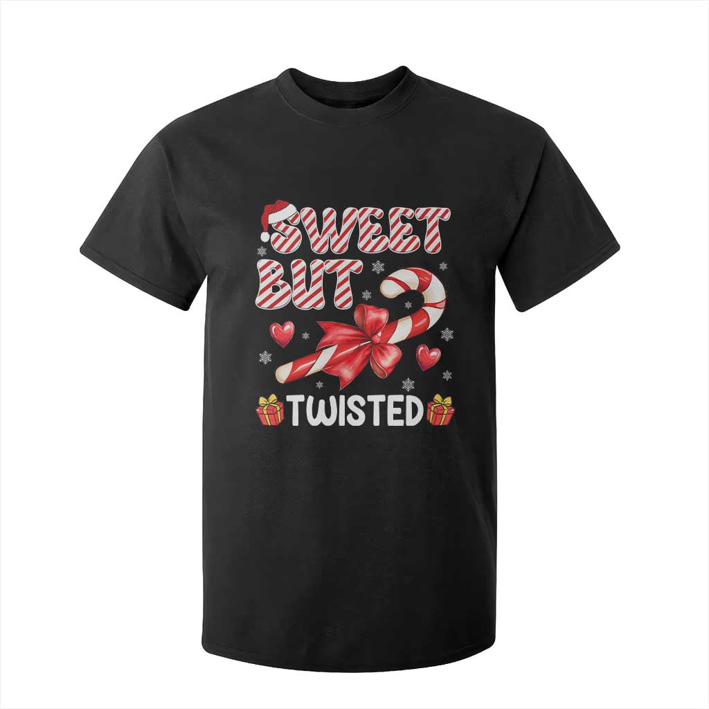 Funny Christmas T Shirt For Kid Sweet But Twisted Candy Cane Xmas Holiday TS10 Black Print Your Wear