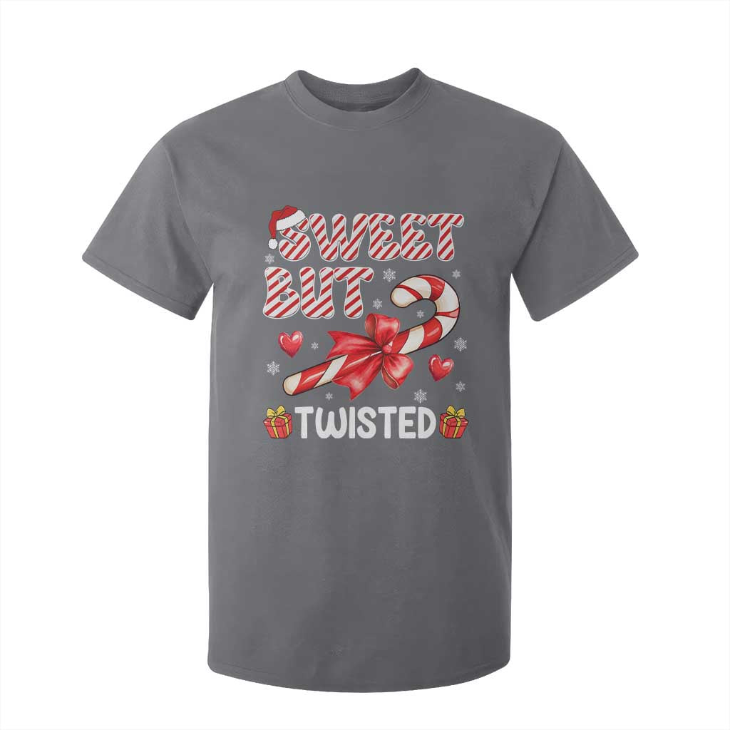 Funny Christmas T Shirt For Kid Sweet But Twisted Candy Cane Xmas Holiday TS10 Charcoal Print Your Wear