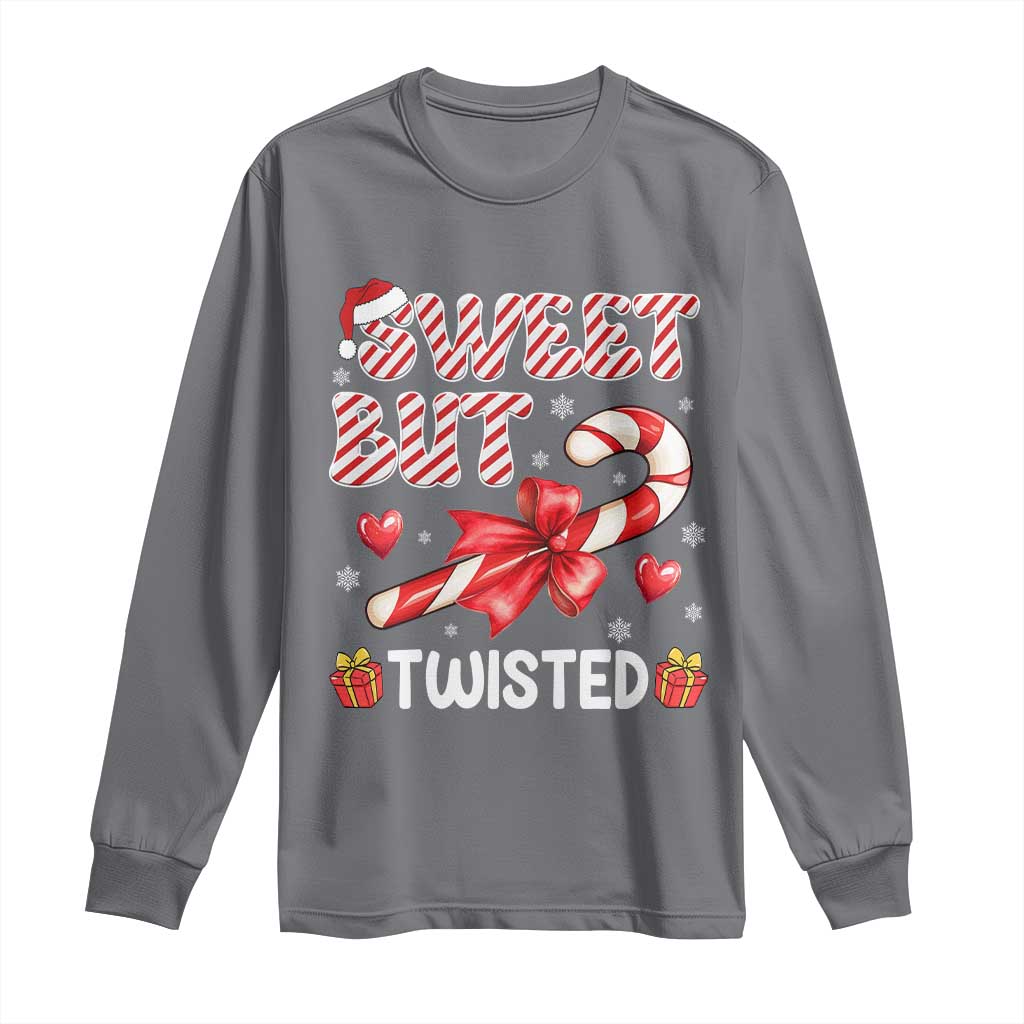 Funny Christmas Long Sleeve Shirt Sweet But Twisted Candy Cane Xmas Holiday TS10 Charcoal Print Your Wear