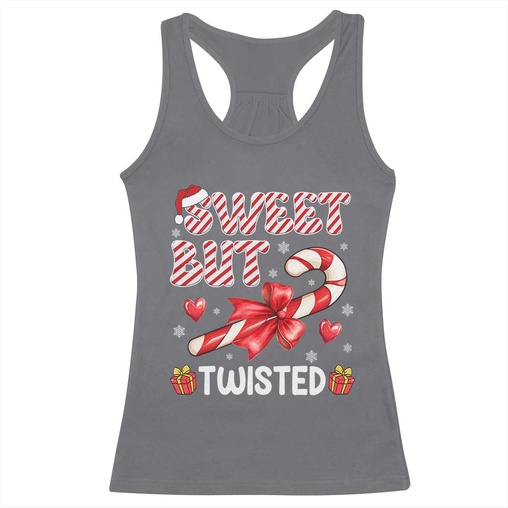 Funny Christmas Racerback Tank Top Sweet But Twisted Candy Cane Xmas Holiday TS10 Charcoal Print Your Wear