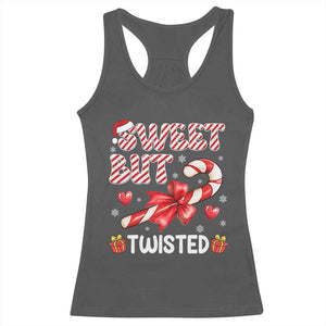 Funny Christmas Racerback Tank Top Sweet But Twisted Candy Cane Xmas Holiday TS10 Dark Heather Print Your Wear