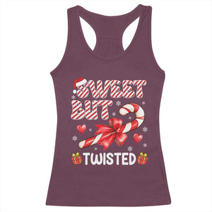 Funny Christmas Racerback Tank Top Sweet But Twisted Candy Cane Xmas Holiday TS10 Maroon Print Your Wear