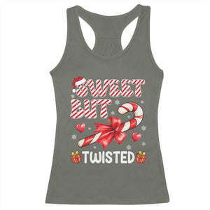 Funny Christmas Racerback Tank Top Sweet But Twisted Candy Cane Xmas Holiday TS10 Military Green Print Your Wear