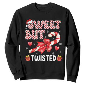 Funny Christmas Sweatshirt Sweet But Twisted Candy Cane Xmas Holiday TS10 Black Print Your Wear