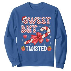 Funny Christmas Sweatshirt Sweet But Twisted Candy Cane Xmas Holiday TS10 Royal Blue Print Your Wear